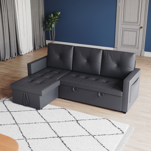 Grey shaped sofa bed - grey,